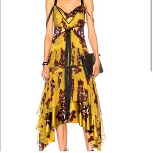 Cinq a sept yellow floral dress silk size 6